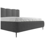 GESTOFFEERD BED 180 cm x 200 cm, hout, textiel, houtmateriaal antraciet thumbnail 5