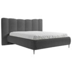 GESTOFFEERD BED 180 cm x 200 cm, hout, textiel, houtmateriaal antraciet thumbnail 6