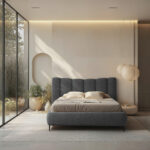 GESTOFFEERD BED 180 cm x 200 cm, hout, textiel, houtmateriaal antraciet thumbnail 1