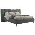 GESTOFFEERD BED 180 cm x 200 cm, hout, textiel, houtmateriaal antraciet thumbnail 2