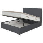 GESTOFFEERDE BEDDEN x , materiaal hout antraciet thumbnail 4