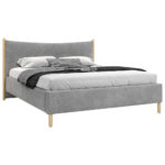 GESTOFFEERD BED 180 cm x 200 cm, hout, textiel, houtmateriaal antraciet thumbnail 2