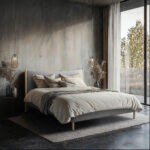 GESTOFFEERD BED 180 cm x 200 cm, hout, textiel, houtmateriaal antraciet thumbnail 1