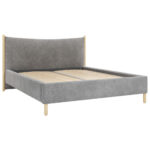 GESTOFFEERD BED 180 cm x 200 cm, hout, textiel, houtmateriaal antraciet thumbnail 5