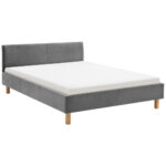 GESTOFFEERD BED 120 cm x 200 cm, lichtgrijs textiel thumbnail 2