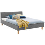 GESTOFFEERD BED 120 cm x 200 cm, lichtgrijs textiel thumbnail 1