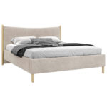 GESTOFFEERD BED 180 cm x 200 cm, hout, textiel, houten materiaal wit thumbnail 2