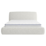 GESTOFFEERD BED 140 cm x 200 cm, hout, textiel, houten materiaal wit thumbnail 6