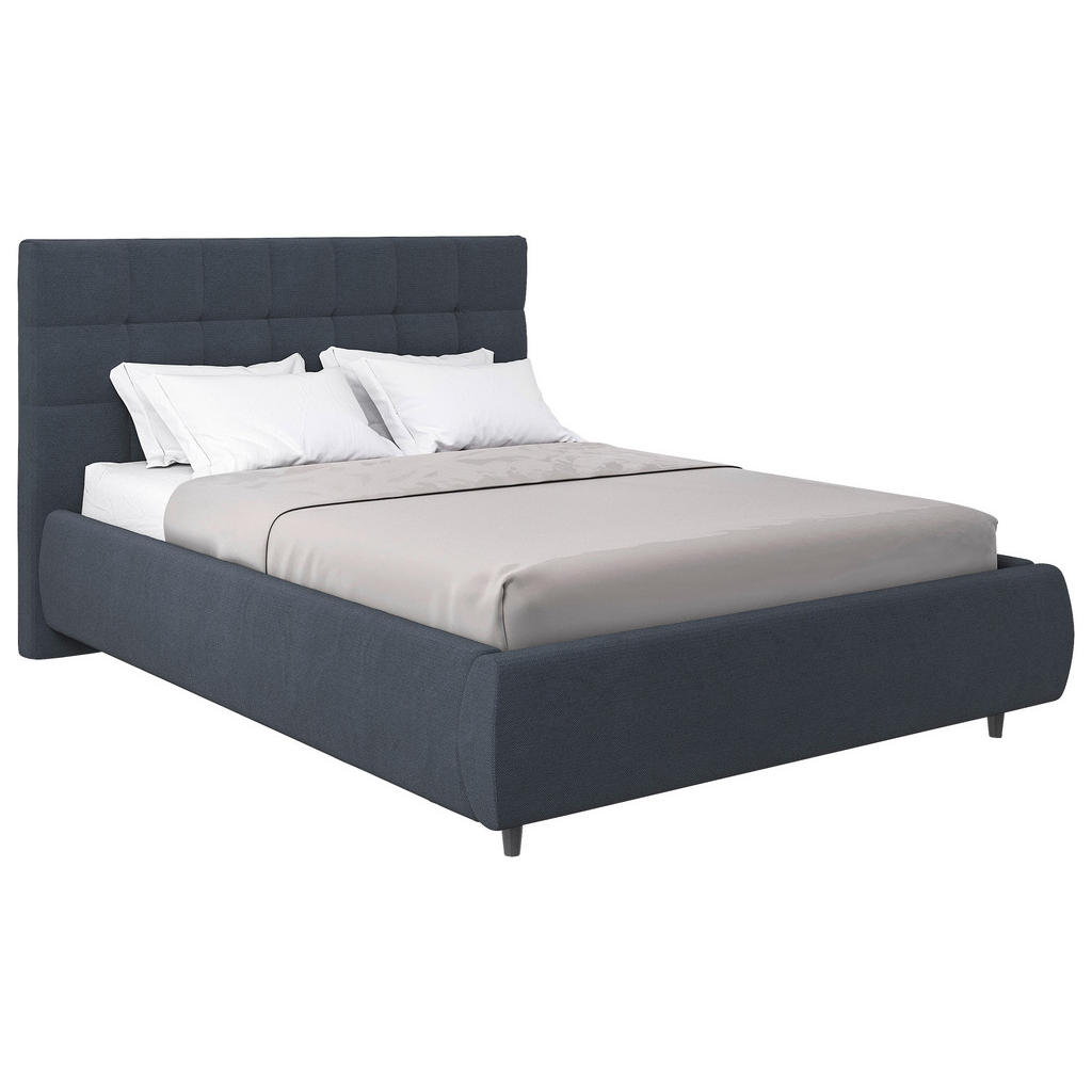 GESTOFFEERD BED 140 cm x 200 cm, textiel antraciet