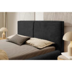 GESTOFFEERD BED 140 cm x 200 cm, hout, textiel, houtmateriaal grafietkleur thumbnail 2