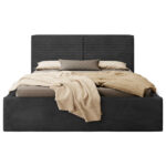GESTOFFEERD BED 140 cm x 200 cm, hout, textiel, houtmateriaal grafietkleur thumbnail 6