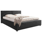 GESTOFFEERD BED 180 cm x 200 cm, hout, textiel, houtmateriaal grafietkleur thumbnail 4