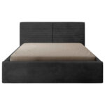 GESTOFFEERD BED 140 cm x 200 cm, hout, textiel, houtmateriaal grafietkleur thumbnail 3