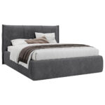 GESTOFFEERD BED 160 cm x 200 cm, hout, textiel, houtmateriaal grafietkleur thumbnail 2
