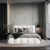 GESTOFFEERD BED 140 cm x 200 cm, hout, textiel, houtmateriaal wit