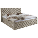 GESTOFFEERD BED 200 cm x 180 cm, wit textiel thumbnail 1