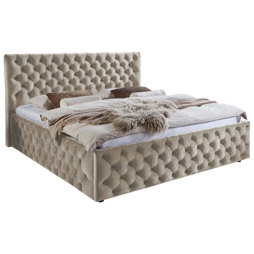 GESTOFFEERD BED 200 cm x 180 cm, wit textiel