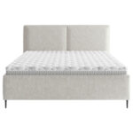 GESTOFFEERD BED 160 cm x 200 cm, hout, textiel, houten materiaal wit thumbnail 4