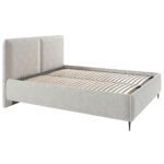 GESTOFFEERD BED 160 cm x 200 cm, hout, textiel, houten materiaal wit thumbnail 7