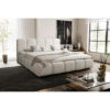 GESTOFFEERD BED 180 cm x 200 cm, hout, kunststof, textiel, houten materiaal wit