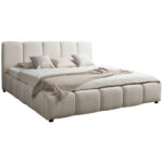 GESTOFFEERD BED 180 cm x 200 cm, hout, kunststof, textiel, houten materiaal wit thumbnail 6