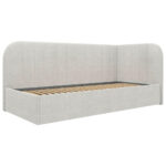 GESTOFFEERD BED 90 cm x 200 cm, hout, textiel, houten materiaal wit thumbnail 6
