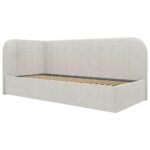 GESTOFFEERD BED 90 cm x 200 cm, hout, textiel, houten materiaal wit thumbnail 6
