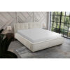 GESTOFFEERD BED 180 cm x 200 cm, hout, textiel, houten materiaal wit