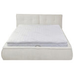 GESTOFFEERD BED 180 cm x 200 cm, hout, textiel, houten materiaal wit thumbnail 3