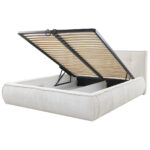 GESTOFFEERD BED 180 cm x 200 cm, hout, textiel, houten materiaal wit thumbnail 7