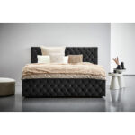 GESTOFFEERD BED 200 cm x 180 cm, zwart textiel thumbnail 2