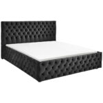 GESTOFFEERD BED 200 cm x 180 cm, zwart textiel thumbnail 1