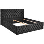 GESTOFFEERD BED 200 cm x 180 cm, zwart textiel thumbnail 3
