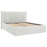 GESTOFFEERD BED 140 cm x 200 cm, hout, textiel, crèmekleurig houtmateriaal thumbnail 4