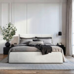GESTOFFEERD BED 140 cm x 200 cm, hout, textiel, crèmekleurig houtmateriaal thumbnail 6
