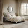 GESTOFFEERD BED 140 cm x 200 cm, hout, textiel, houtmateriaal natuurlijke kleur
