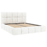 GESTOFFEERD BED 140 cm x 200 cm, hout, textiel, houtmateriaal natuurlijke kleur thumbnail 3
