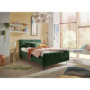 GESTOFFEERD BED 120 cm x 200 cm, textiel, houtmateriaal olijfgroen