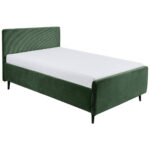 GESTOFFEERD BED 140 cm x 200 cm, textiel, materiaal hout olijfgroen thumbnail 1