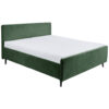 GESTOFFEERD BED 160 cm x 200 cm, textiel, houtmateriaal olijfgroen
