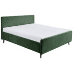 GESTOFFEERD BED 180 cm x 200 cm, textiel, houtmateriaal olijfgroen thumbnail 1