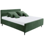 GESTOFFEERD BED 180 cm x 200 cm, textiel, houtmateriaal olijfgroen thumbnail 3
