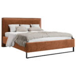 GESTOFFEERD BED 180 cm x 200 cm, hout, textiel, houtmateriaal steenbruin thumbnail 2