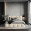 GESTOFFEERD BED 180 cm x 200 cm, hout, textiel, houtmateriaal gebakken kleur