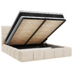 GESTOFFEERD BED 140 cm x 200 cm, hout, textiel, houtmateriaal gebakken kleur thumbnail 5