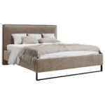 GESTOFFEERD BED 180 cm x 200 cm, hout, textiel, houtmateriaal bruin thumbnail 2