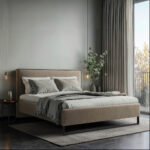 GESTOFFEERD BED 180 cm x 200 cm, hout, textiel, houtmateriaal bruin thumbnail 1