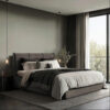 GESTOFFEERD BED 180 cm x 200 cm, hout, textiel, houtmateriaal bruin