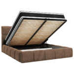 GESTOFFEERD BED 140 cm x 200 cm, hout, textiel, houtmateriaal bruin thumbnail 6