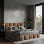 GESTOFFEERD BED 160 cm x 200 cm, hout, textiel, houtmateriaal bruin thumbnail 6